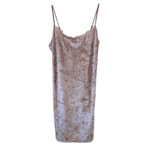 Velvet Slip Dress in Shimmering Pink Small